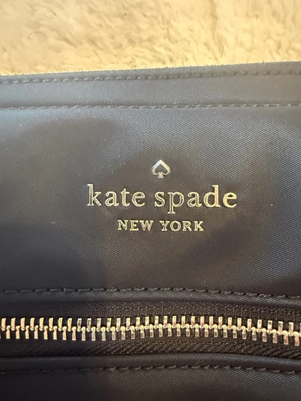 kate spade black nylon lap top bag with front zip pocket